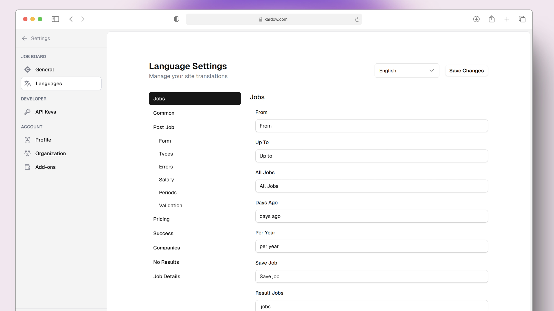 Multi-language support