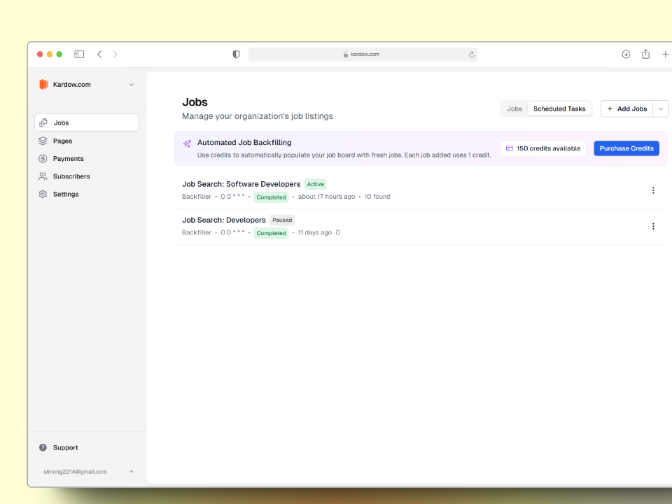 Modern dashboard interface