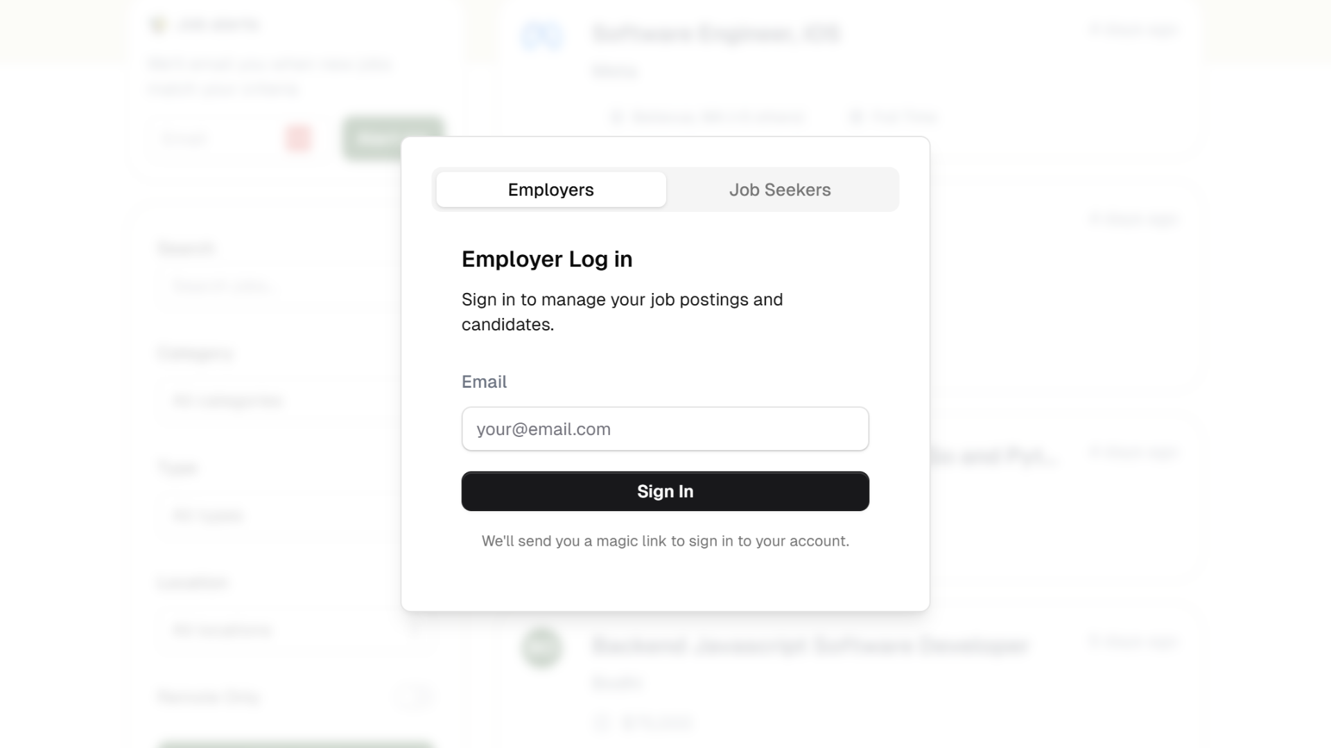Job importing interface